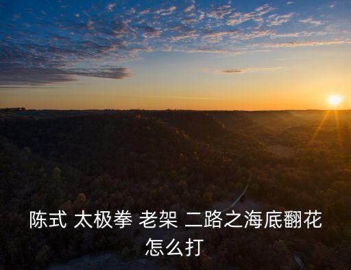 陳式 太極拳 老架 二路之海底翻花怎么打