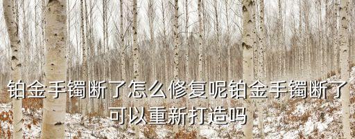 鉑金手鐲斷了怎么修復呢鉑金手鐲斷了可以重新打造嗎