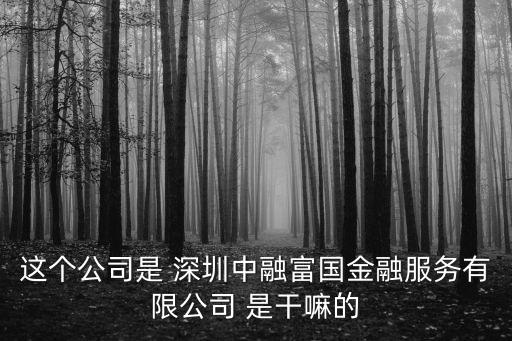 這個(gè)公司是 深圳中融富國(guó)金融服務(wù)有限公司 是干嘛的