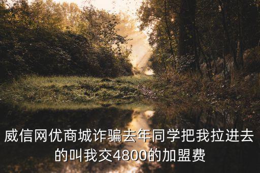 威信網優商城詐騙去年同學把我拉進去的叫我交4800的加盟費