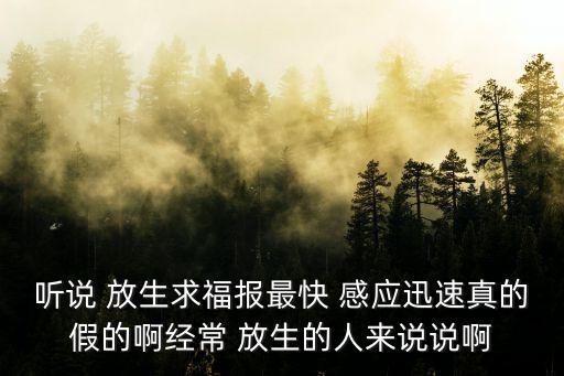 聽說 放生求福報最快 感應(yīng)迅速真的假的啊經(jīng)常 放生的人來說說啊