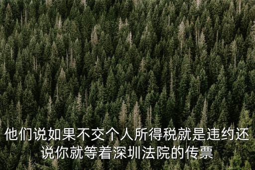 深圳法院黃澤輝，他們說如果不交個人所得稅就是違約還說你就等著深圳法院的傳票