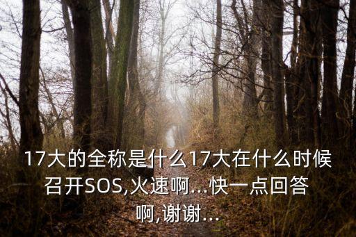 17大的全稱是什么17大在什么時候召開SOS,火速啊...快一點回答啊,謝謝...