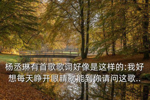 楊丞琳有首歌歌詞好像是這樣的:我好想每天睜開眼睛就能到你請問這歌...