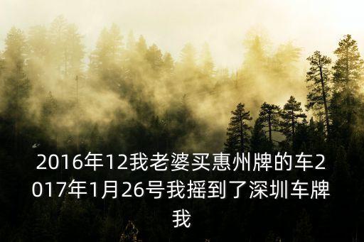 家人的惠州車自己搖的深圳牌，2016年12我老婆買惠州牌的車2017年1月26號我搖到了深圳車牌我