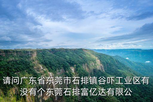請問廣東省東莞市石排鎮谷嚇工業區有沒有個東莞石排富億達有限公
