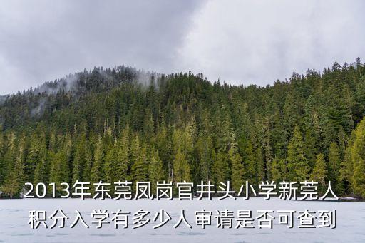2013年東莞鳳崗官井頭小學新莞人積分入學有多少人審請是否可查到