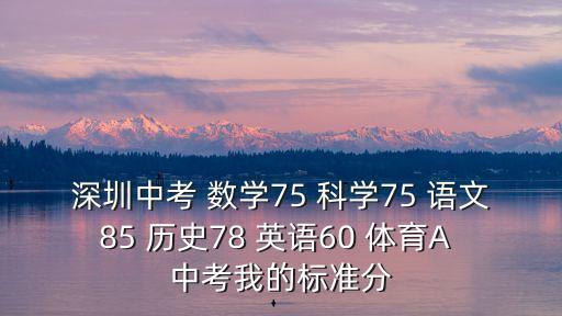 深圳中考 數學75 科學75 語文85 歷史78 英語60 體育A 中考我的標準分