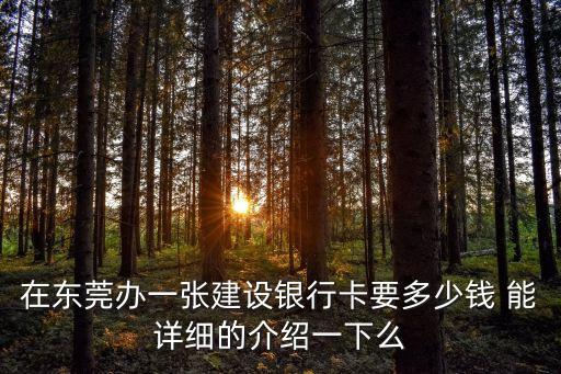 在東莞辦一張建設(shè)銀行卡要多少錢 能詳細(xì)的介紹一下么