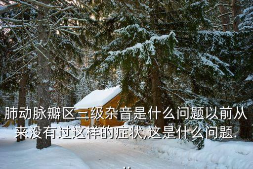 肺動脈瓣區(qū)三級雜音是什么問題以前從來沒有過這樣的癥狀,這是什么問題...