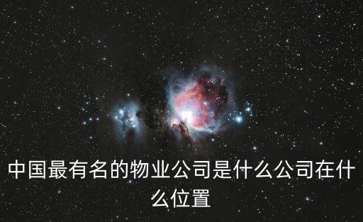 中國最有名的物業公司是什么公司在什么位置
