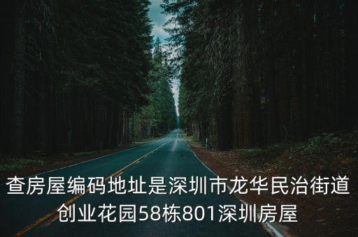 查房屋編碼地址是深圳市龍華民治街道創業花園58棟801深圳房屋
