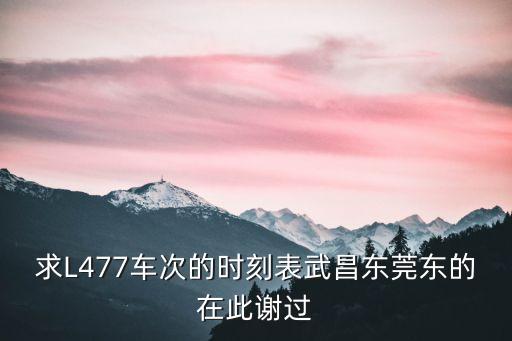 求L477車次的時刻表武昌東莞東的在此謝過