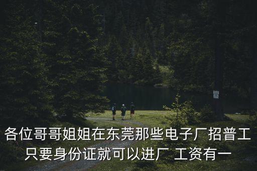 各位哥哥姐姐在東莞那些電子廠招普工只要身份證就可以進廠 工資有一