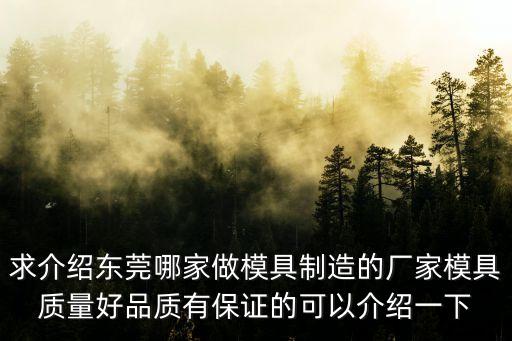 求介紹東莞哪家做模具制造的廠家模具質(zhì)量好品質(zhì)有保證的可以介紹一下