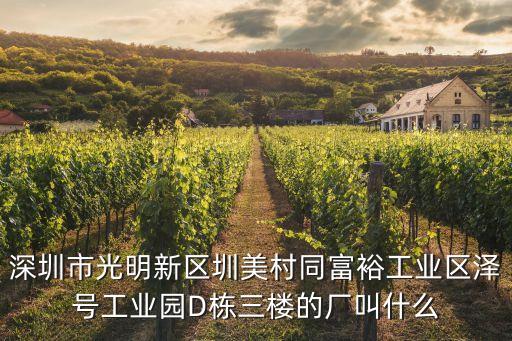 深圳市光明新區圳美村同富裕工業區澤號工業園D棟三樓的廠叫什么