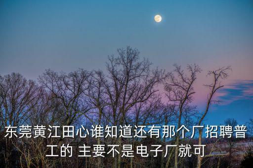 東莞黃江田心誰知道還有那個廠招聘普工的 主要不是電子廠就可