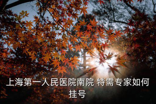 上海第一人民醫(yī)院南院 特需專家如何掛號(hào)