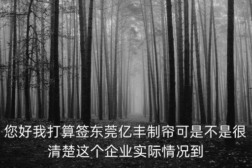 您好我打算簽東莞億豐制簾可是不是很清楚這個(gè)企業(yè)實(shí)際情況到