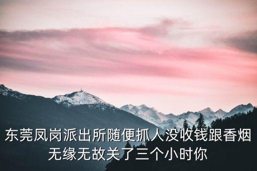 東莞鳳崗緝私，東莞鳳崗派出所隨便抓人沒收錢跟香煙無緣無故關了三個小時你