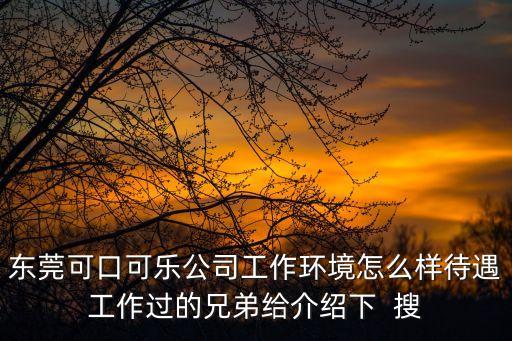 東莞可口可樂公司工作環境怎么樣待遇工作過的兄弟給介紹下  搜