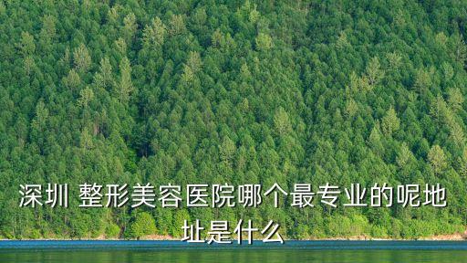 深圳歐美伽醫療美容，深圳 整形美容醫院哪個最專業的呢地址是什么