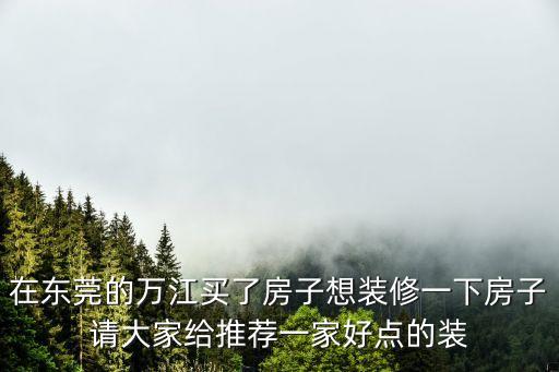 在東莞的萬江買了房子想裝修一下房子請(qǐng)大家給推薦一家好點(diǎn)的裝