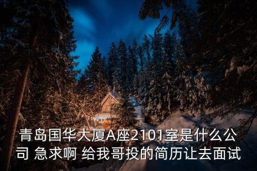 青島深圳星霖國際，青島國華大廈A座2101室是什么公司 急求啊 給我哥投的簡歷讓去面試