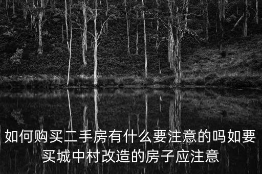 如何購買二手房有什么要注意的嗎如要買城中村改造的房子應注意