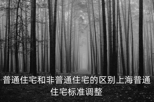 普通住宅和非普通住宅的區別上海普通住宅標準調整