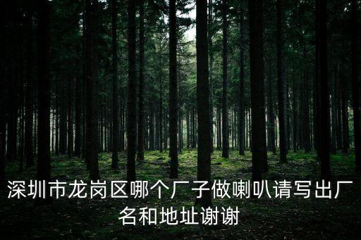 深圳市龍崗區哪個廠子做喇叭請寫出廠名和地址謝謝