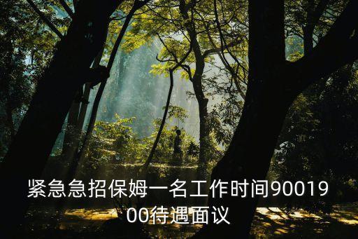 2019年底深圳短期保姆招聘，緊急急招保姆一名工作時(shí)間9001900待遇面議