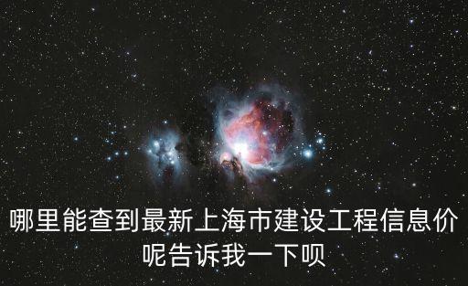 哪里能查到最新上海市建設工程信息價呢告訴我一下唄