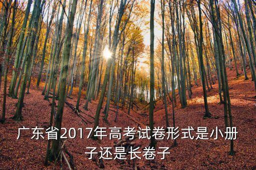 廣東省2017年高考試卷形式是小冊子還是長卷子