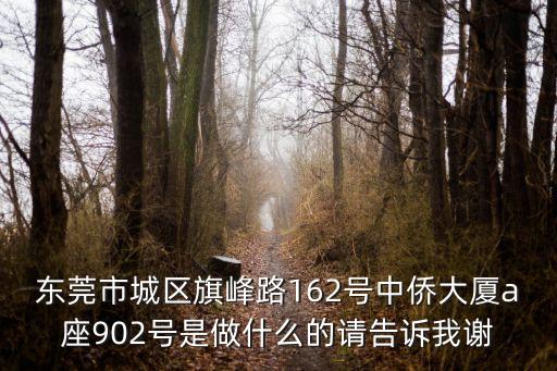 東莞市城區(qū)旗峰路162號中僑大廈a座902號是做什么的請告訴我謝