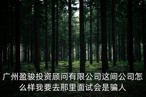 廣州盈駿投資顧問有限公司這間公司怎么樣我要去那里面試會是騙人