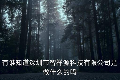 有誰知道深圳市智祥源科技有限公司是做什么的嗎