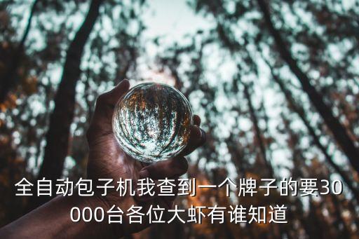 全自動包子機我查到一個牌子的要30000臺各位大蝦有誰知道