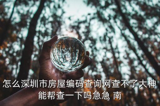 怎么深圳市房屋編碼查詢網(wǎng)查不了大神能幫查一下嗎急急 南
