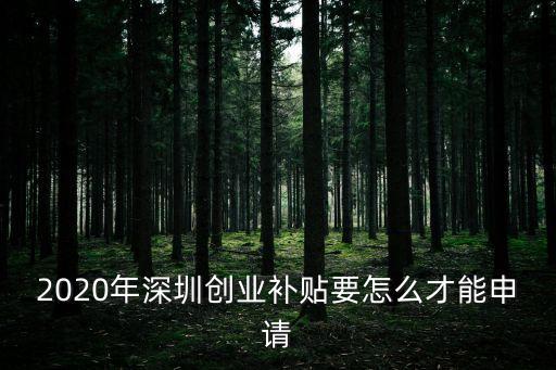 2020年深圳創(chuàng)業(yè)補貼要怎么才能申請