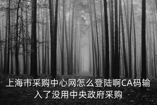 上海市采購中心網怎么登陸啊CA碼輸入了沒用中央政府采購