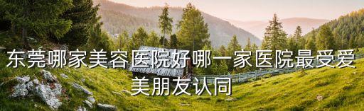 東莞哪家美容醫院好哪一家醫院最受愛美朋友認同