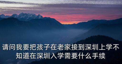 請問我要把孩子在老家接到深圳上學不知道在深圳入學需要什么手續(xù)