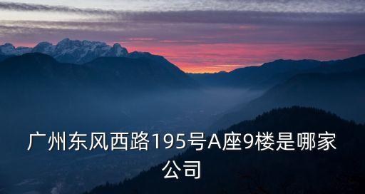 廣州東風(fēng)西路195號(hào)A座9樓是哪家公司