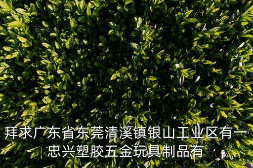 拜求廣東省東莞清溪鎮銀山工業區有一忠興塑膠五金玩具制品有