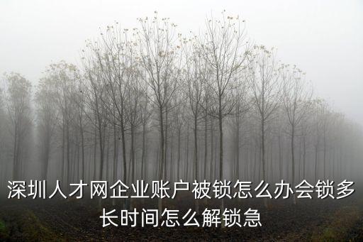 深圳銀行對公賬戶鎖定，深圳人才網企業賬戶被鎖怎么辦會鎖多長時間怎么解鎖急