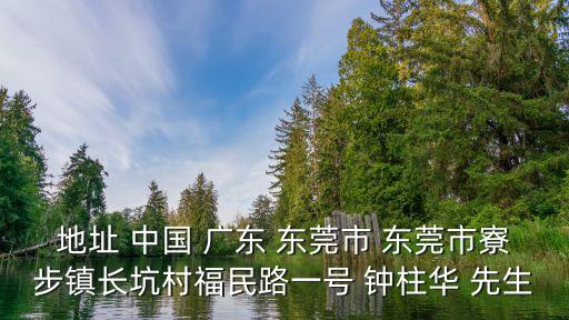 地址 中國 廣東 東莞市 東莞市寮步鎮長坑村福民路一號 鐘柱華 先生