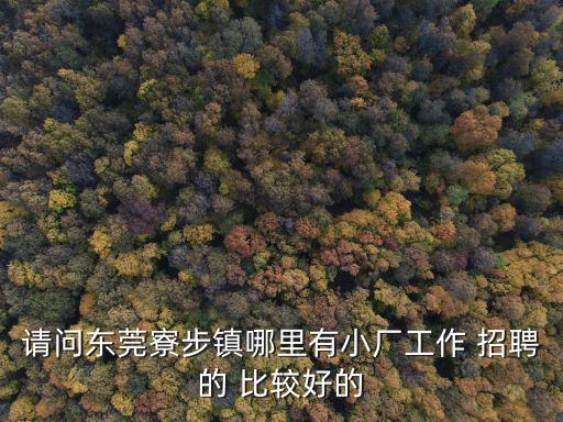 請問東莞寮步鎮哪里有小廠工作 招聘的 比較好的