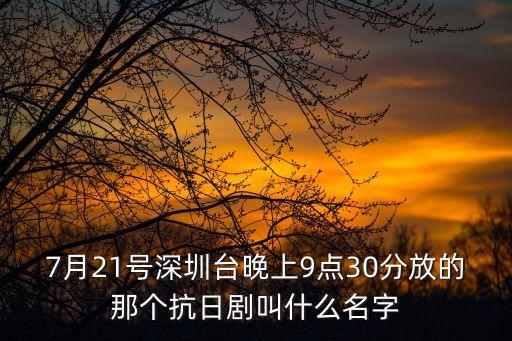 7月21號深圳臺晚上9點30分放的那個抗日劇叫什么名字
