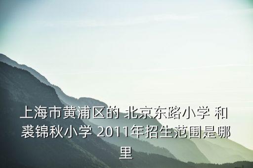 上海市黃浦區的 北京東路小學 和 裘錦秋小學 2011年招生范圍是哪里